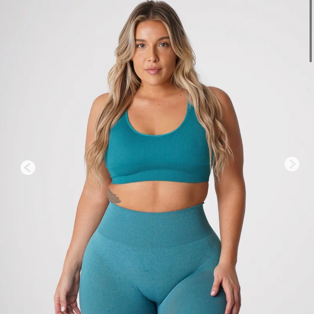 Teal galaxy ribbed bra